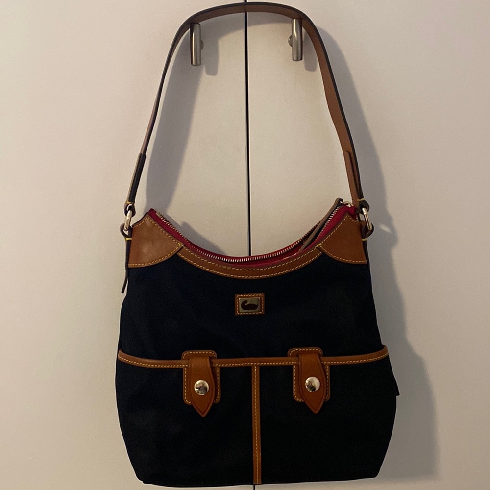 Dooney & Bourke Wayfarer
Shoulder Handbag Black Nylon With brown leather handle